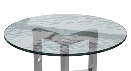 Elegant round glass table isolated on transparent background, showcasing its sleek design and transparent surface, perfect for modern interiors and minimalist aesthetics
