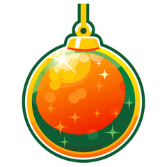 Colorful cartoon sticker of bauble ornament with sparkling finish for festive decoration