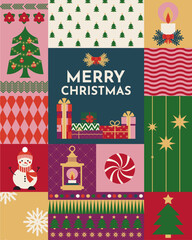 Merry Christmas Patchwork Design vector