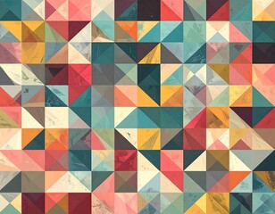 Geometric Abstract - A Vibrant Mosaic of Triangles and Squares.