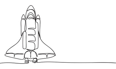 Continuous Line Art of a Space Shuttle Ready for Launch