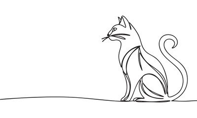 Elegant Continuous Line Cat Silhouette
