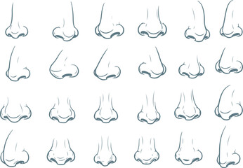 Vector art of set of twentyfive nose illustrations
