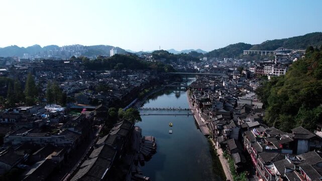 Tuojiang River Natural Landscape in Fenghuang Ancient Town, Hunan