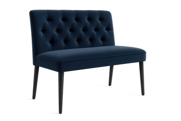 Fototapeta premium Blue velvet settee tufted bench transparent background