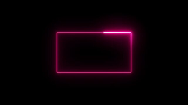 Bright neon effect rectangle frame Loop background. Animation of glowing neon rectangles abstract background. seamless loop animation.