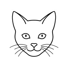 Minimal Line Art Cat Face Vector Illustration