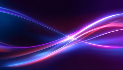 Abstract flowing luminous energy trails in vibrant purple and blue hues creating a dynamic and futuristic visual effect on a dark background
