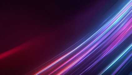 Abstract streaks of vibrant neon light in shades of pink purple and blue flow dynamically across a dark background creating a futuristic and energetic visual effect