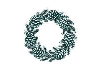 Wreath hand drawn simple engraved vector illustration