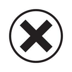 Cross x mark icon black in generic style. Wrong, error, close sign symbol on white background