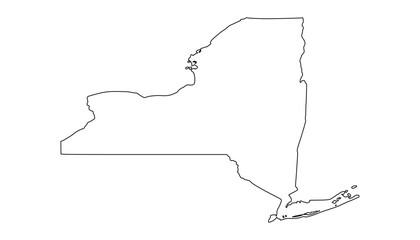 New York outline map. New York USA map vector. New York map on white background