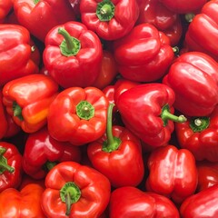 Vibrant Red Bell Peppers - A Fresh and Colorful Display of Produce.