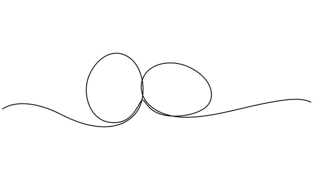 Animated egg continuous one line drawing. Easter egg linear symbol animation, Single line egg, hand drawn continuous one line The Easter symbol, minimalist one line art eggs shape drawing animation.