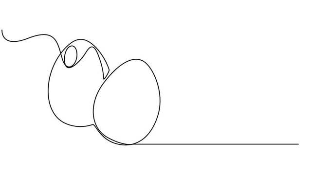 Animated egg continuous one line drawing. Easter egg linear symbol animation, Single line egg, hand drawn continuous one line The Easter symbol, minimalist one line art eggs shape drawing animation.