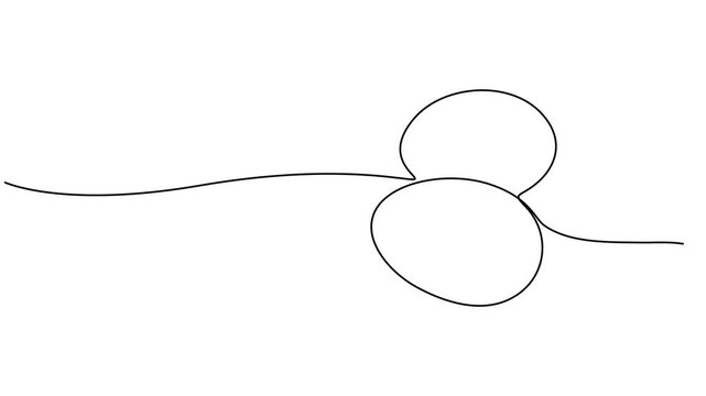 Animated egg continuous one line drawing. Easter egg linear symbol animation, Single line egg, hand drawn continuous one line The Easter symbol, minimalist one line art eggs shape drawing animation.