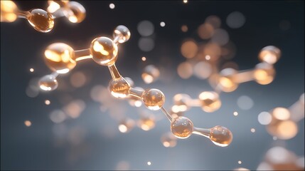 Laboratory filled with floating holographic molecular structures controlled by AI, scientists observing reactions, symbolizing futuristic chemistry, interactive research, and innovation in