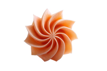 Swirl of peach frosting piped in a star shape against black background image, Isolated On Transparent Background, Png Cut Out