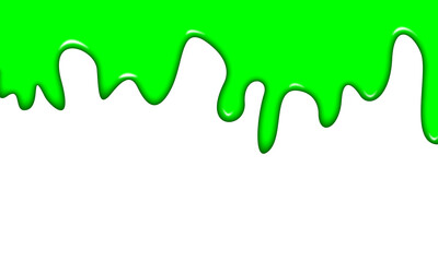 Bright green slime dripping down isolated on transparent background
