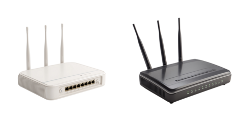 Wireless network adapter and computer network cables with router and wifi equipment