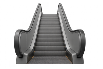 Escalator moving upwards on transparent background