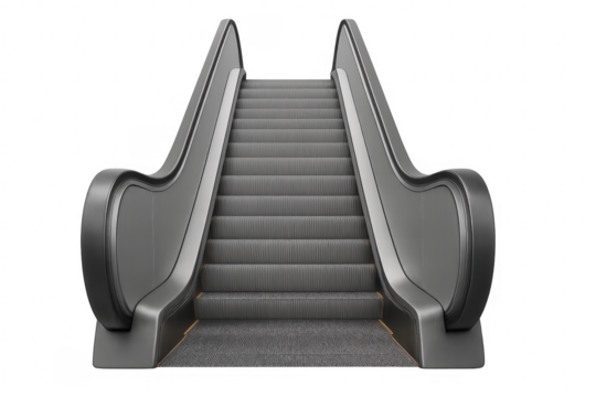 Escalator moving upwards on transparent background