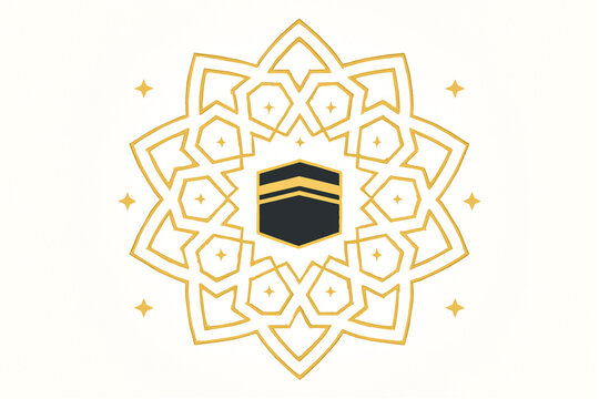 kaaba in gold geometric design clip art preview