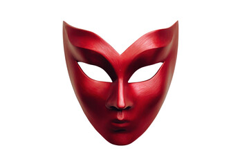 Single Red Venetian Masquerade Mask Isolated on Black Background costume, Isolated On Transparent Background, Png Cut Out