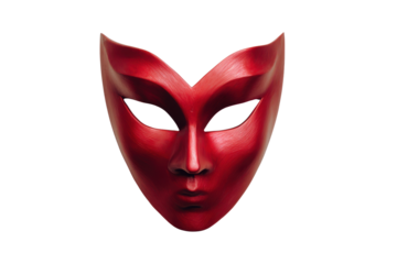 Single Red Venetian Masquerade Mask Isolated on Black Background costume, Isolated On Transparent Background, Png Cut Out