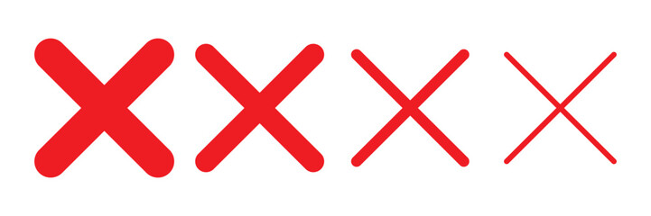 Obraz premium Set of red x mark. Cross mark symbol icon 