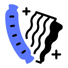 This Bacon and Sausage icon is suitable for use in Supermarket.