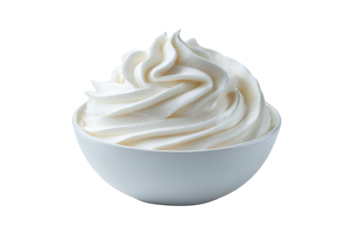 White soft serve ice cream swirl in a simple bowl isolated on black image, Isolated On Transparent Background, Png Cut Out
