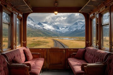 Mountain View from Vintage Train Cabin