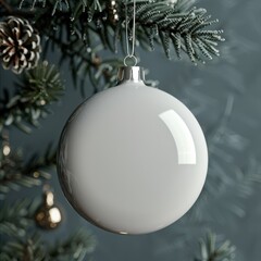 Minimalist Christmas Ornament on Evergreen Tree