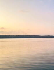 Wysockie Lake coast. Early morning in Kashubia.