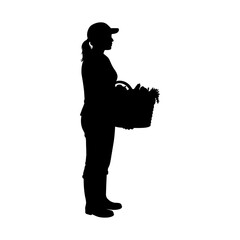 Woman Gardener Silhouette Vector Illustration