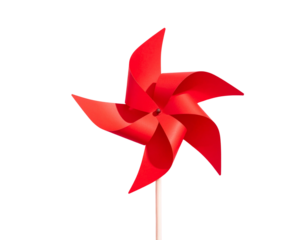  Flat-Lay of Red Pinwheel on Pastel Background