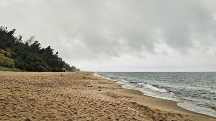 Incoming storm. Rainy weather over Baltic Sea.