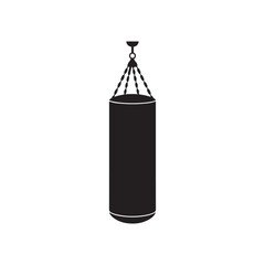 Vector punching bag silhouette on clean background
