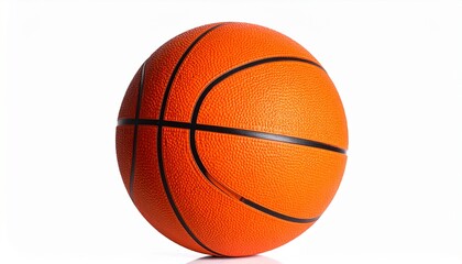 Fototapeta premium Orange basketball ball isolated on white background closeup textured sports equipment sphere for game and leisure activities 