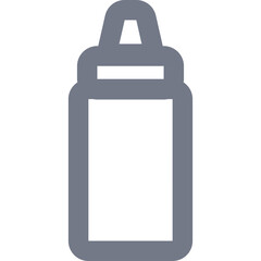 Gray Outline of a Condiment Bottle with a Black Border and Transparent Background Isolated Studio Shot