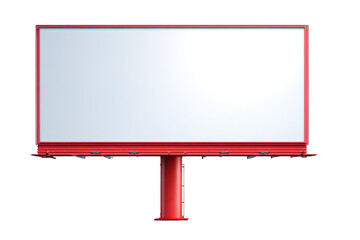 Obraz premium Red framed blank billboard with white screen on black background image, Isolated On Transparent Background, Png Cut Out