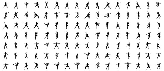 Woman Zumba Megaset Silhouette Vector Illustration