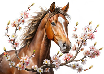 Blooming Horse almonds branches Premium PNG Images with Transparency