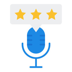Rating icon. Podcast feedback and audio review concept. Listener evaluation and media popularity illustration. Flat Icon