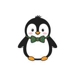 Obraz premium Adorable cartoon penguin wearing festive bow tie, perfect for holiday projects and cute designs