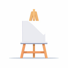 Empty easel illustration with white canvas and wooden stand isolated