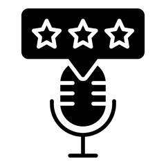 Rating icon. Podcast feedback and audio review concept. Listener evaluation and media popularity illustration. Glyph Icon