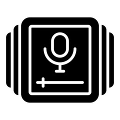 Playlist icon. Podcast episode collection and audio streaming list concept. Media organization and sound illustration. Glyph Icon