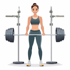 Female athlete lifting barbell at gym for fitness training and exercise